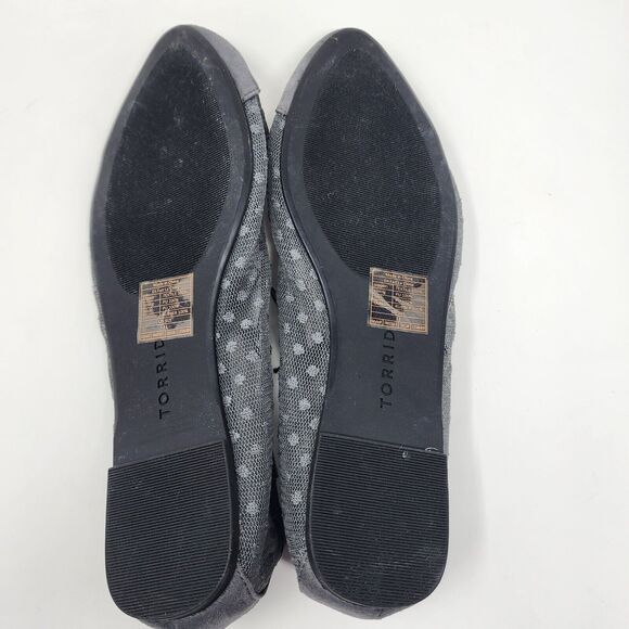 Torrid Ballet Flat Women 11 Grey Mesh Pin Dot Faux Suede Toe and Heel NWT - Picture 6 of 7